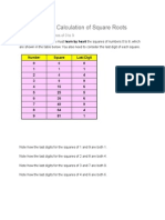 Instant Mental Calculation of Square Roots: Step 1: Learn The Squares of 0 To 9