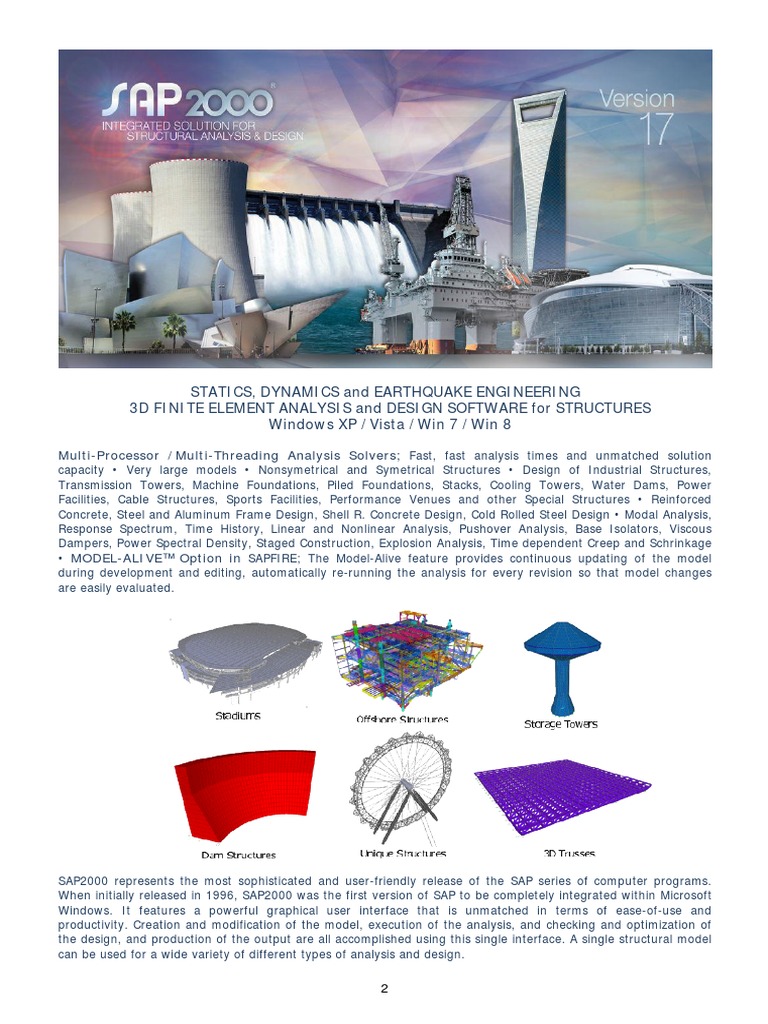 Sap2000 v17 English Brochure | PDF | Stress (Mechanics) | Bending