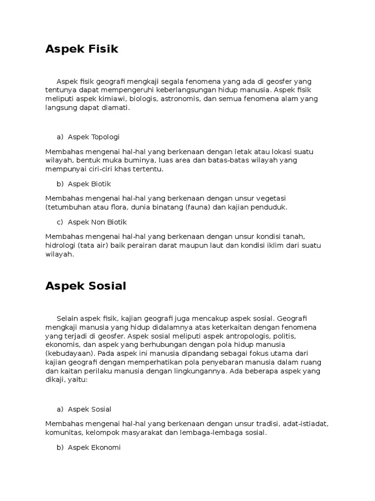 Aspek Fisik Dan Sosial