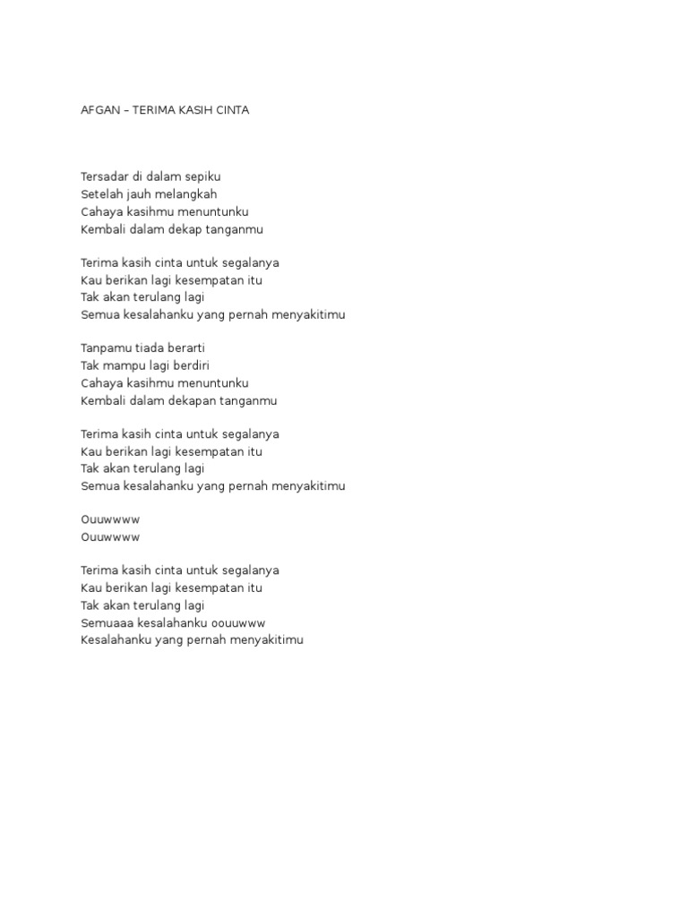 Afgan Terima Kasih Cinta Pdf