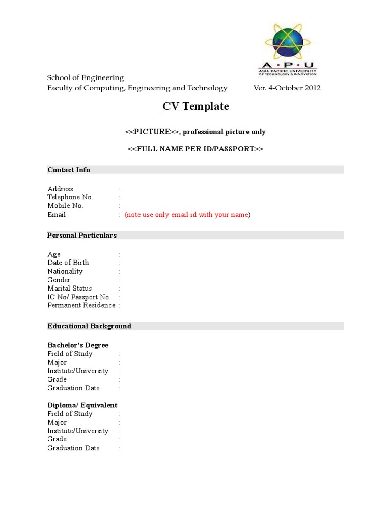 Engineering CV Template Guide | PDF