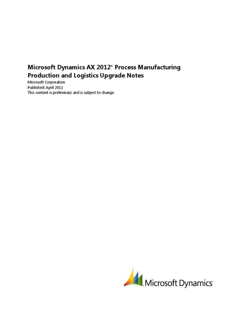 Microsoft Dynamics AX 2012 Process Manufacturing Production and ...