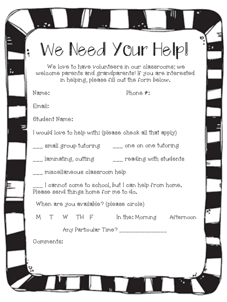 We Need Your Help!: Morning Afternoon Any Particular Time? | PDF ...