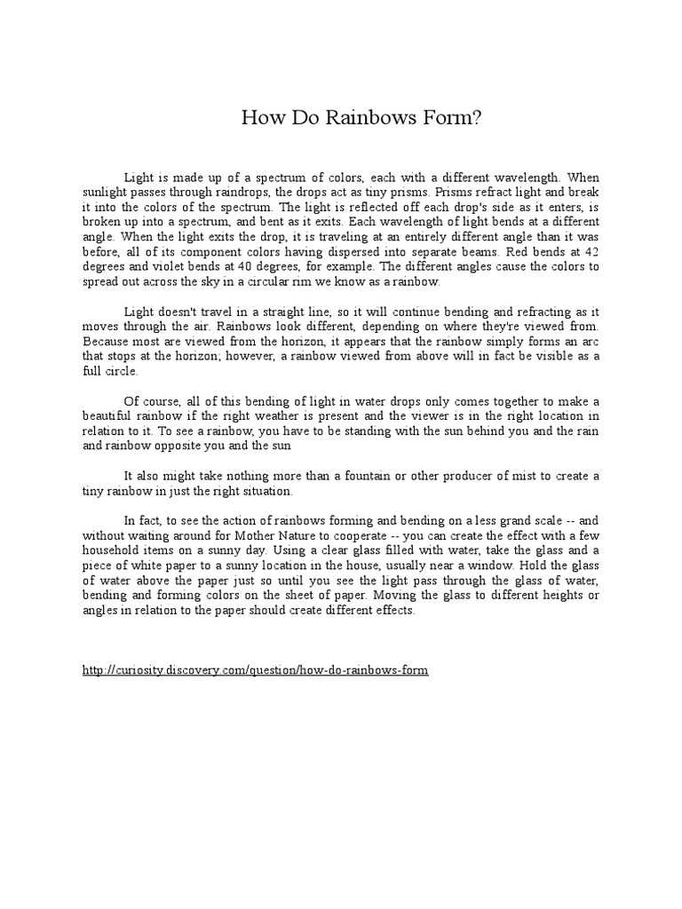 How Do Rainbows Form? PDF Rainbow Prism