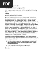 Assignment No-Title - Distance Vector Routing Algorithm Aim - Implementation of Distance Vector Routing Algorithm Using Theory