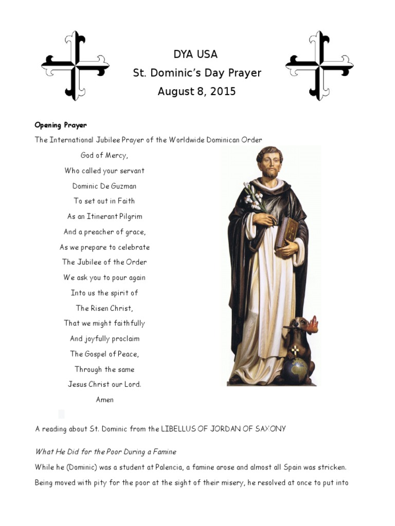 St. Dominic's Feast Day Prayer Guide | PDF | Dominican Order | Jesus