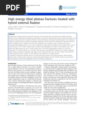 High Energy Tibial Plateau Fractures Treated With Hybrid