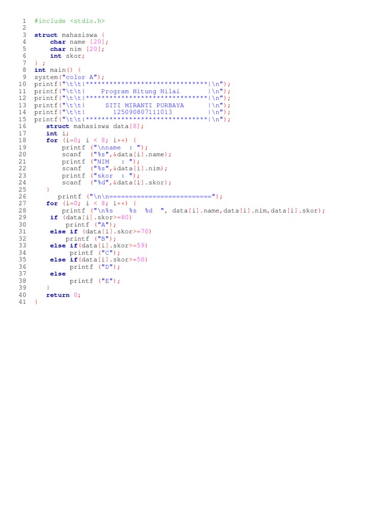 C Program for Student Grade Calculation | PDF | Computers