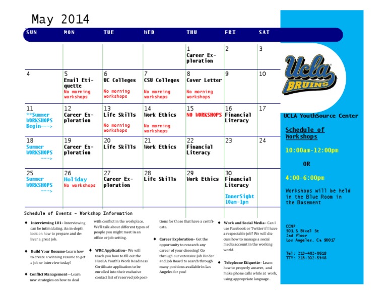 May 2014 Career Workshops LA | PDF