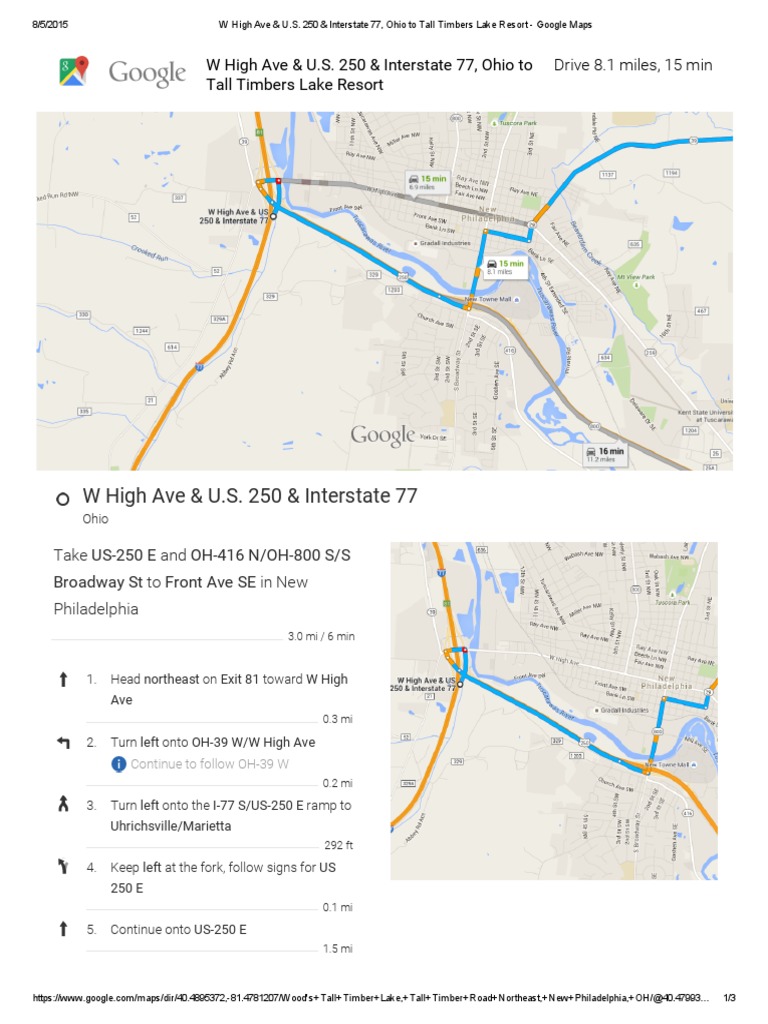 Directions To Woods Tall Timber Resort From Ir77 | PDF | Travel