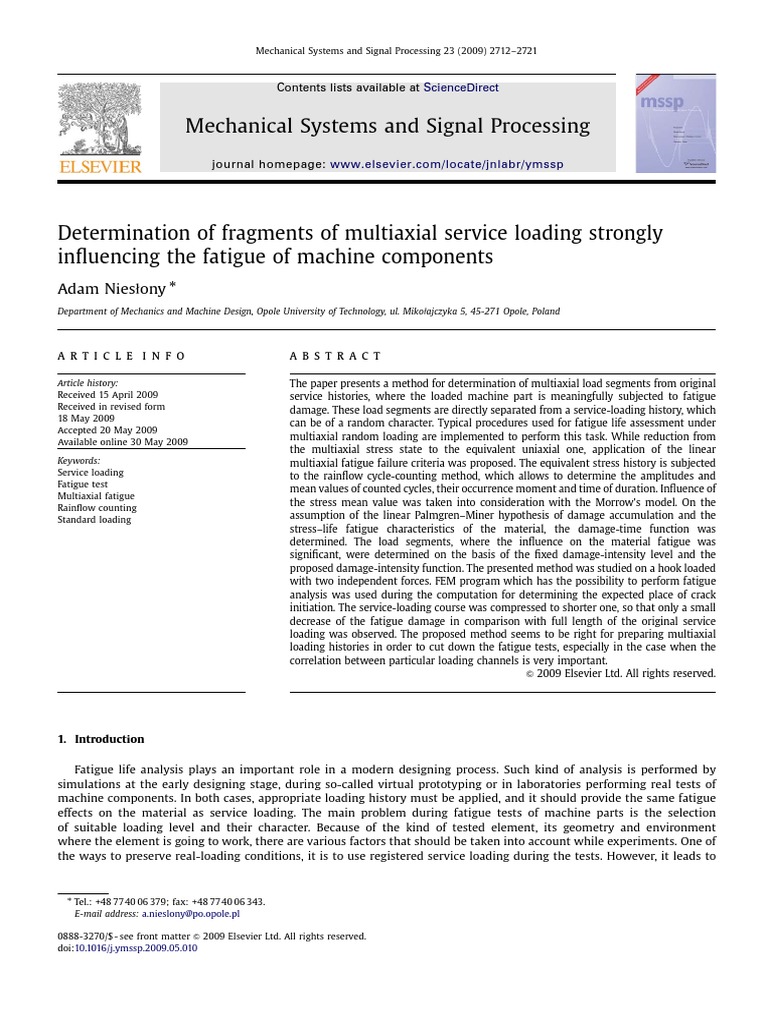 Determination of Fragments of Multiaxial Service Loading Strongly ...