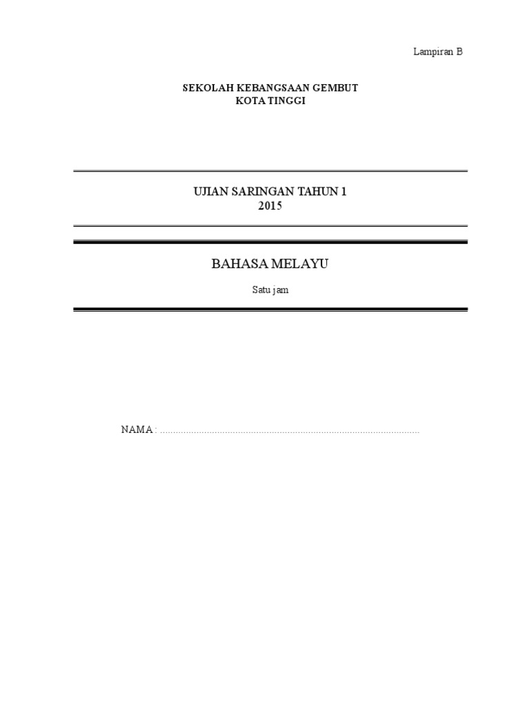 Contoh Soalan Ujian Diagnostik Jawi Tahun 2 - Contoh Yuk