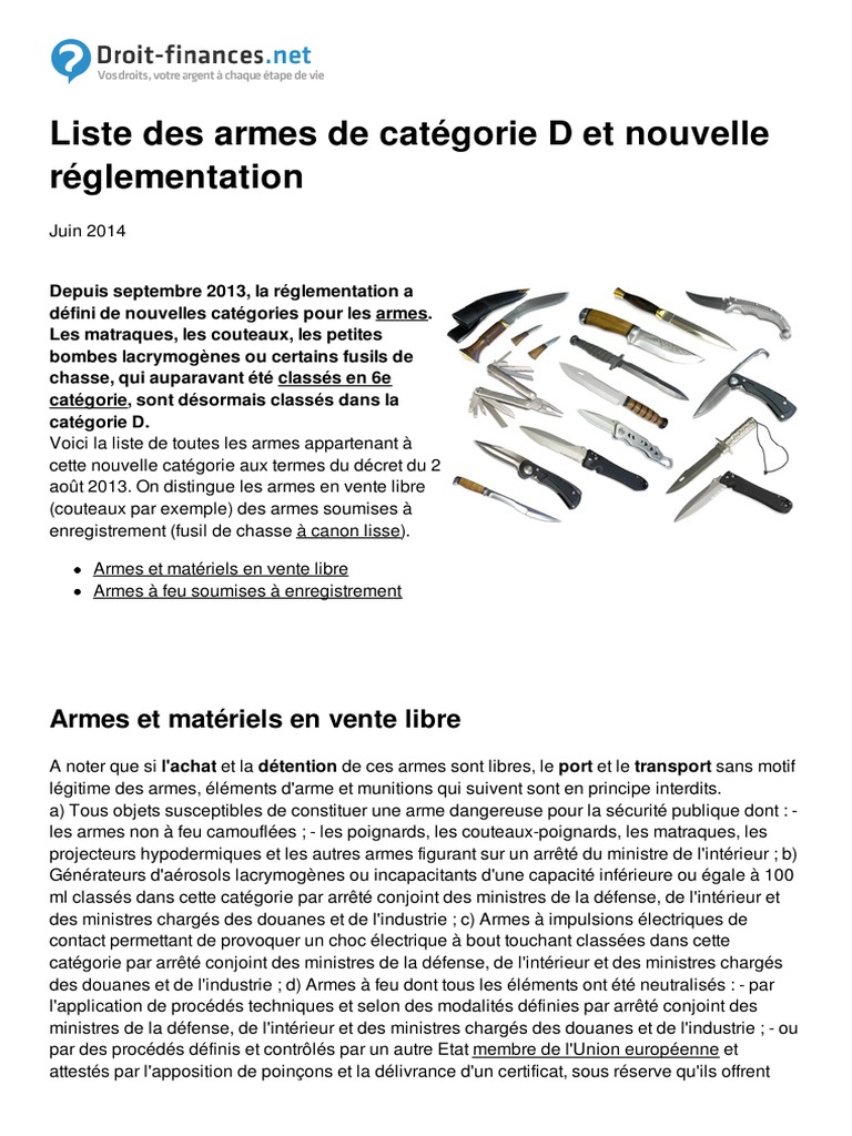 Liste Des Armes de Categorie d Et Nouvelle Reglementation 26674 n2l4ky ...