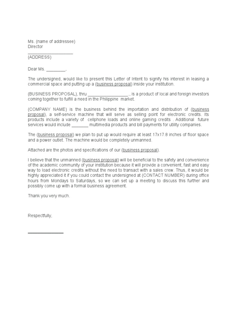 SAMPLE Letter of Intent  PDF