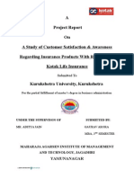 A Project Report On A Study of Customer Satisfaction & Awareness Regarding Insurance Products With Reference To Kotak Life Insurance