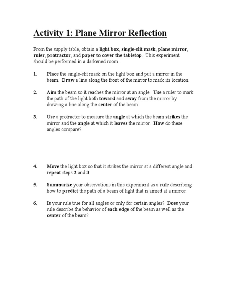 07handout Physics 200 LVL | PDF | Mirror | Scientific Observation