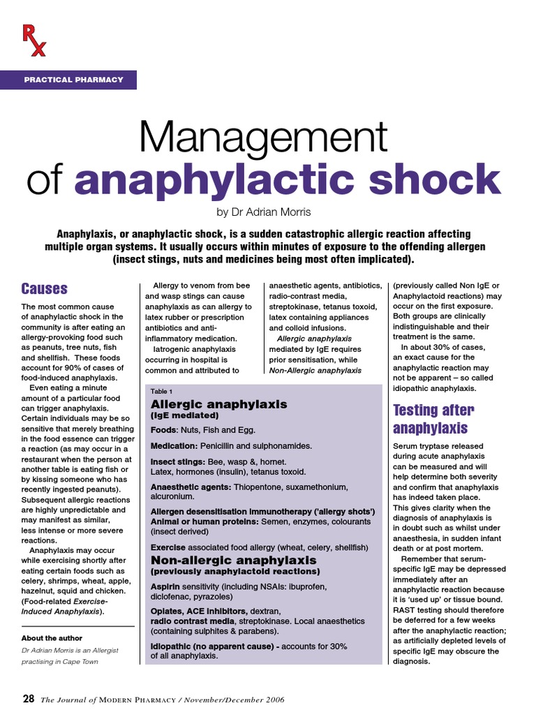 Anaphylactic Shock Management Guide | PDF | Allergy | Diseases And ...