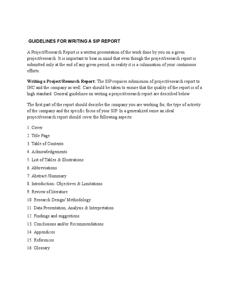 SIP Report Writing Guidelines | PDF | Abstract (Summary) | Cognitive ...