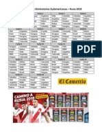 Fixture Eliminatorias Rusia 2018