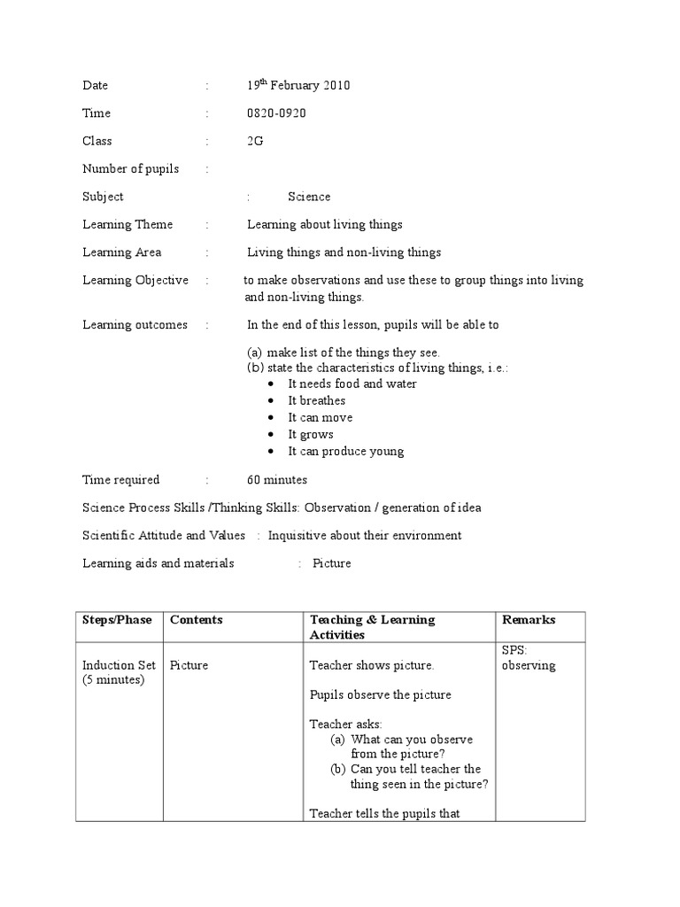 Steps/Phase Teaching & Learning Activities Remarks | PDF | Lesson Plan ...