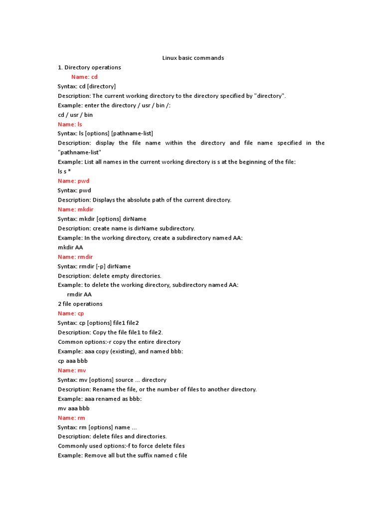 Linux basic commands pdf directory computing computer file