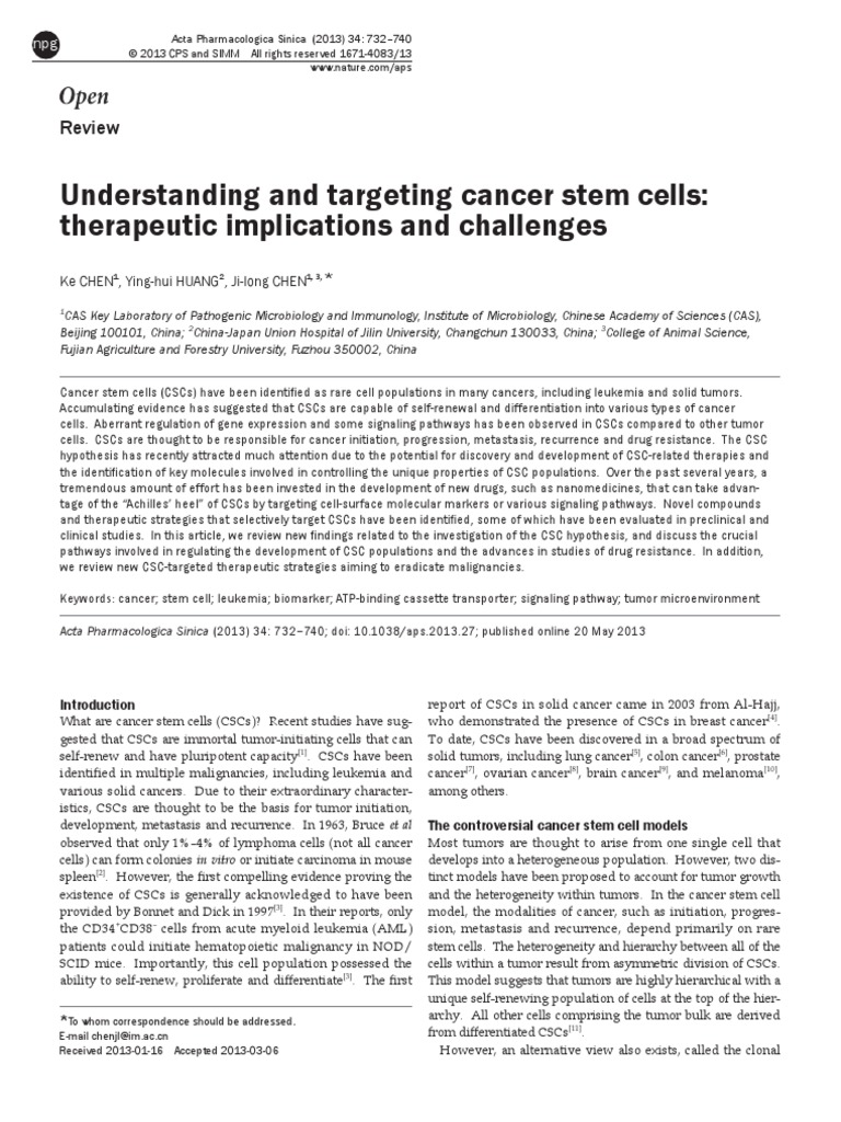 Understanding and Targeting Cancer Stem Cells Therapeutic Implications ...