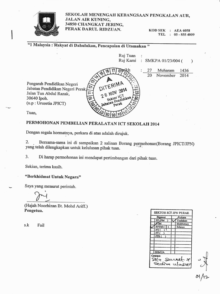 Permohonan Pembelian Peralatan Ict Sekolah 2014 Pdf