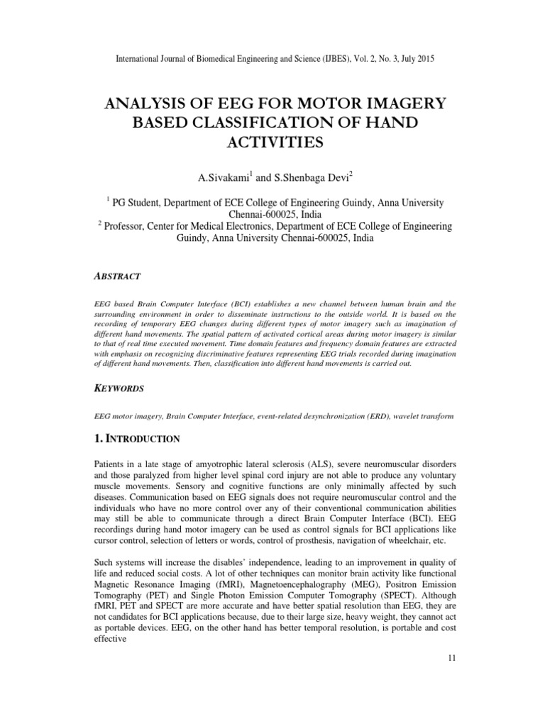 Analysis of Eeg For Motor Imagery Based Classification of Hand ...