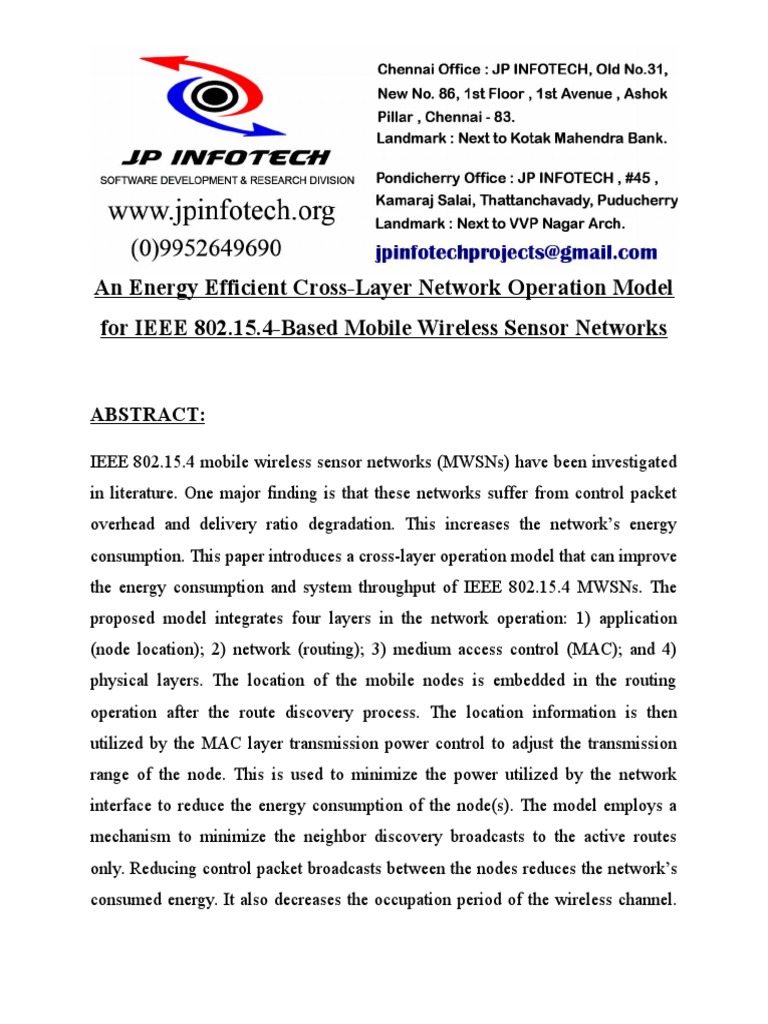 Energy Efficient Cross-Layer Model for MWSNs | PDF | Computer Network ...