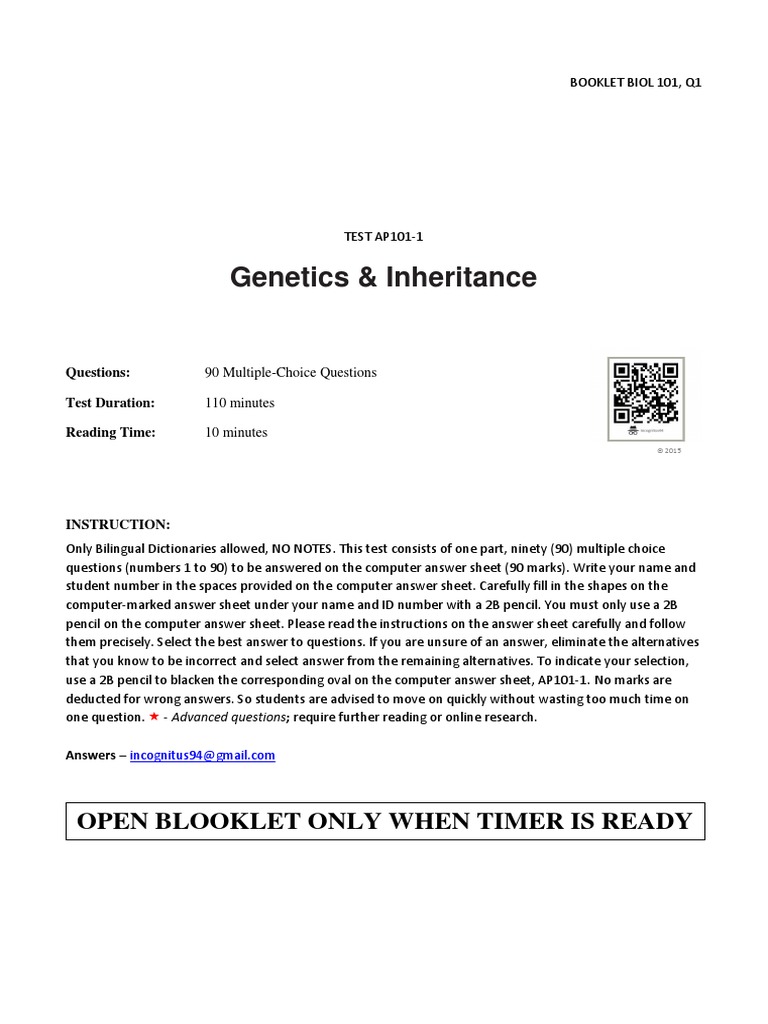 1.0 Genetics & Inheritance - STUDENT | PDF | Dominance (Genetics) | Allele
