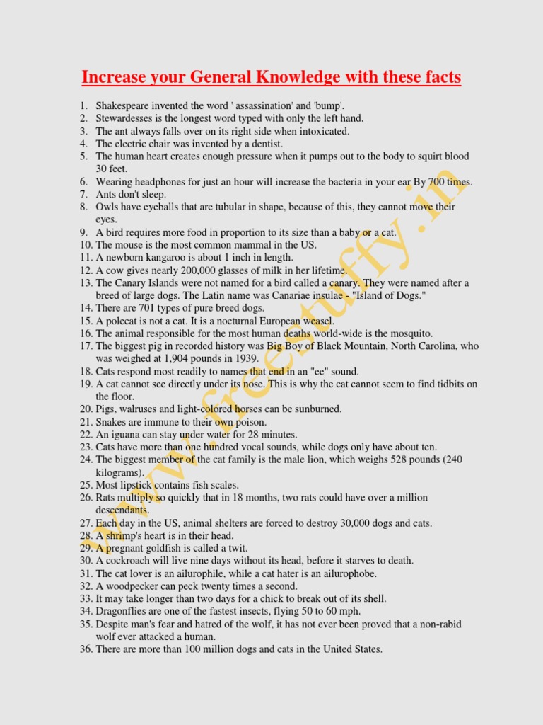 Fun and Surprising Animal Facts | PDF | Cats | Cougar