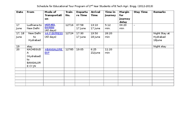 Tour Schedule | PDF
