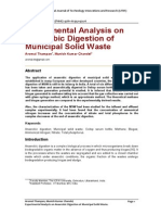 Experimental Analysis On Anaerobic Digestion of Municipal Solid Waste
