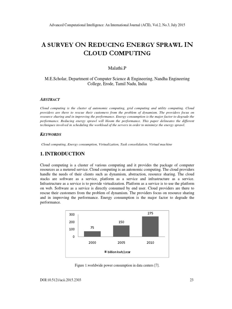 A O R E S IN C C Survey N Educing Nergy Prawl Loud Omputing PDF