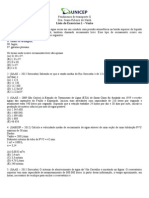 Fenômenos de transporte II - Lista de exercícios sobre vazão