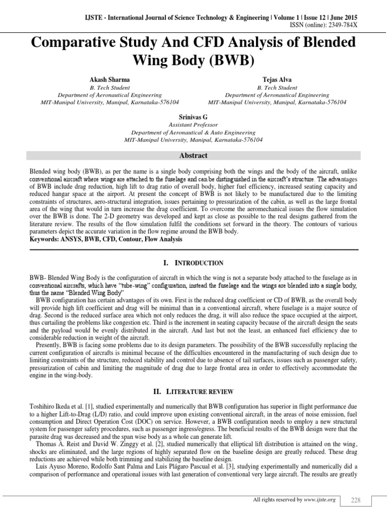 CFD Analysis of Blended Wing Body Design | PDF | Shock Wave | Aircraft