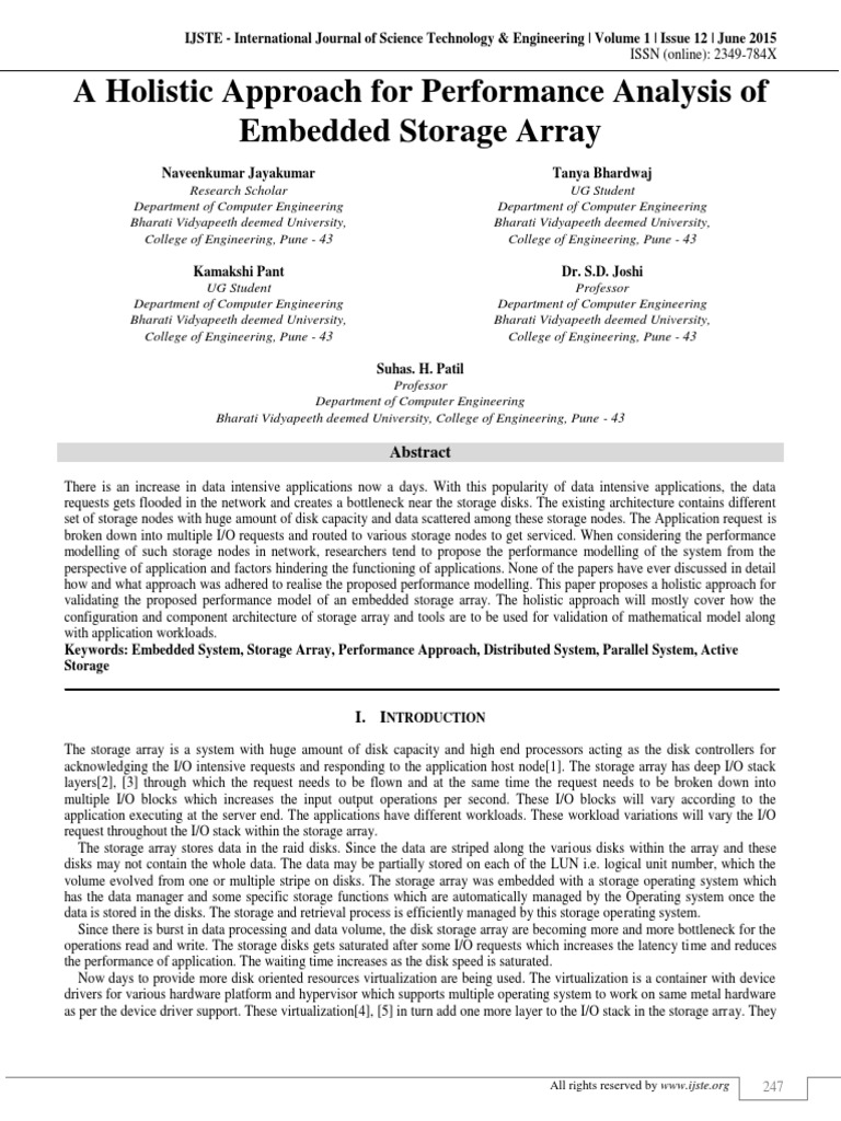 A Holistic Approach For Performance Analysing of Embedded Storage Array ...