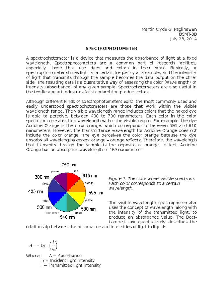 Clin. Chem. Assignment Spectrophotometer PDF Spectrophotometry Absorbance