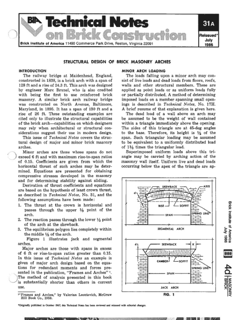 Structural Design of Brick Masonry Arches | PDF