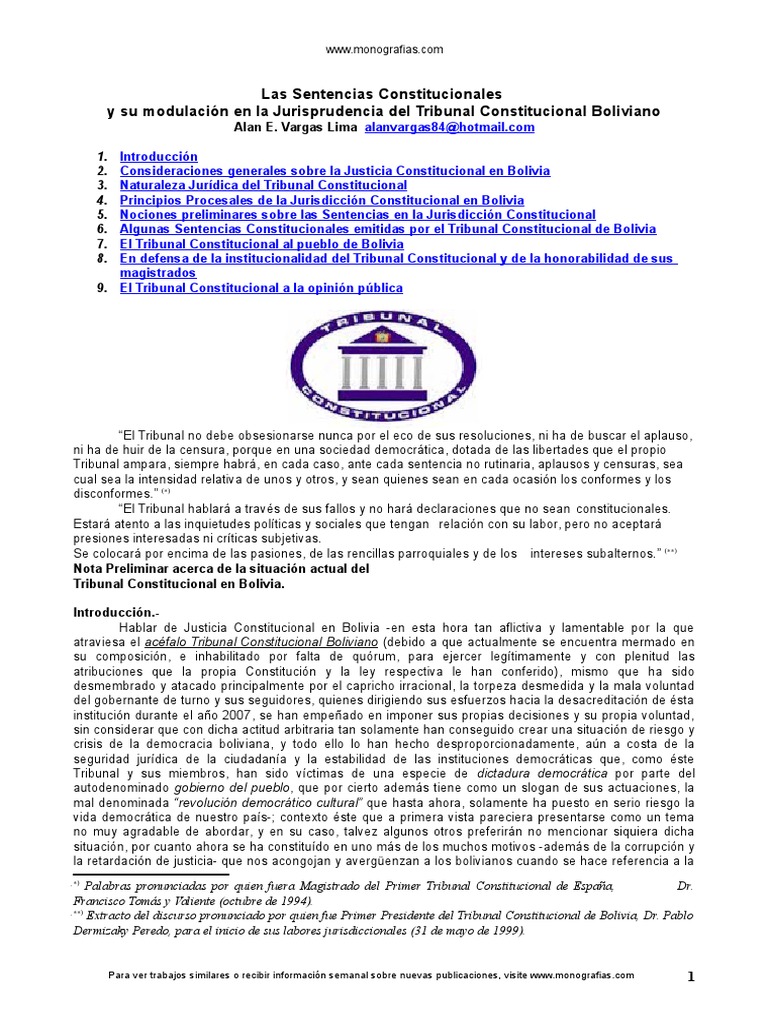 Sentencias Constitucionales Bolivia | PDF | Constitución | Ley procesal