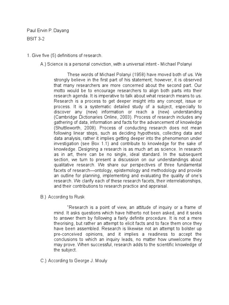 Fundamentals of Research (Assignment No. 1) | PDF | Scientific Method ...