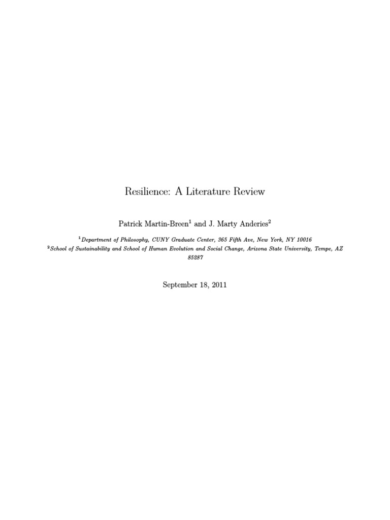 Resilience - A Literature Review | PDF | Climate Resilience ...