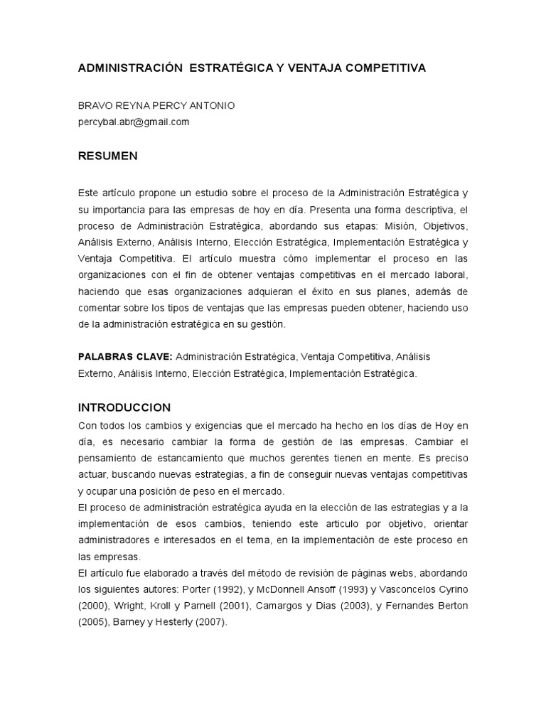 Administración Estratégica y Ventaja Competitiva | PDF | Cadena de ...