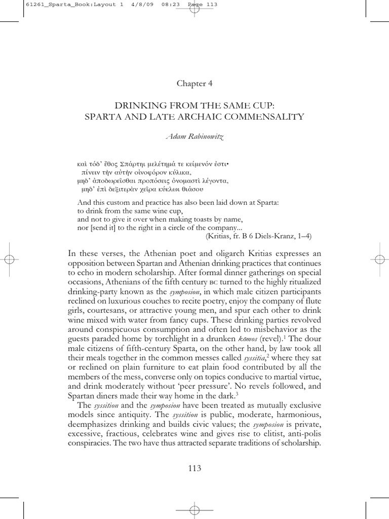 Drinking From The Same Cup PDF Symposium Sparta