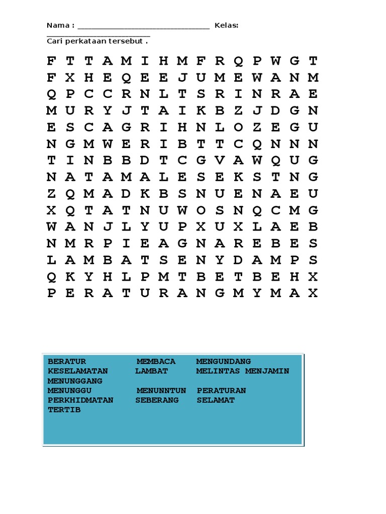 Permainanan Silang Kata Bahasa Melayu