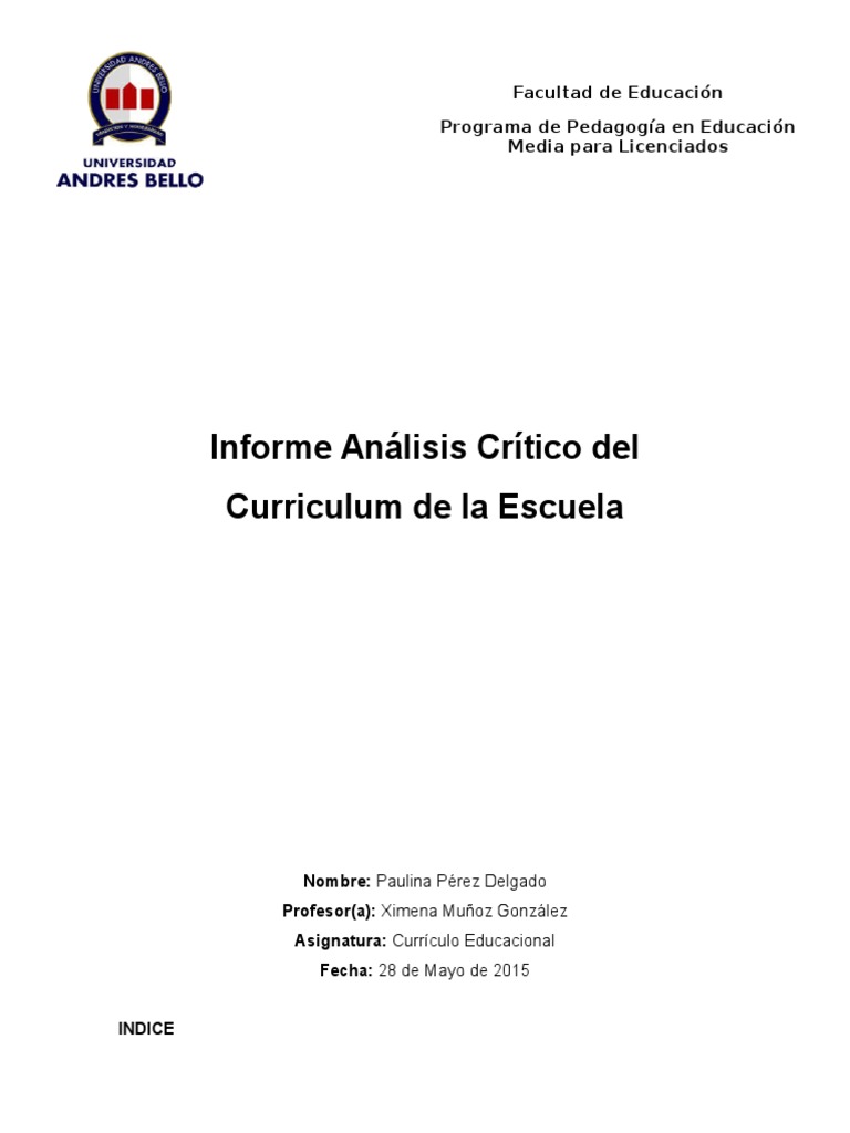 Análisis Crítico del Curriculum Escolar | PDF | Plan de estudios | Maestros