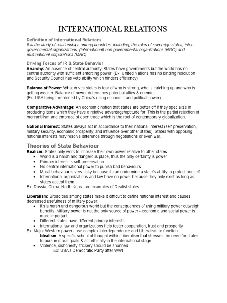 Understanding International Relations Concepts | PDF | Responsibility ...