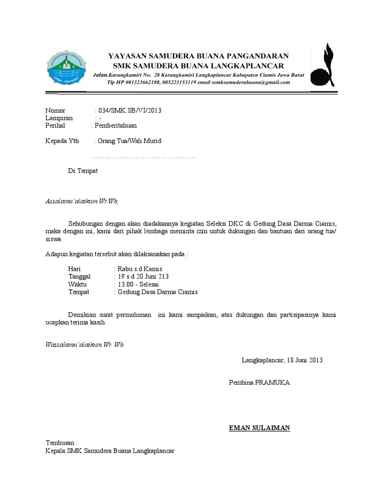 Surat Ijin Pramuka