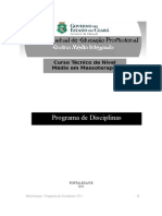 MASSOTERAPIA - Programa Das Disciplinas Turmas Iniciadas Em 2013