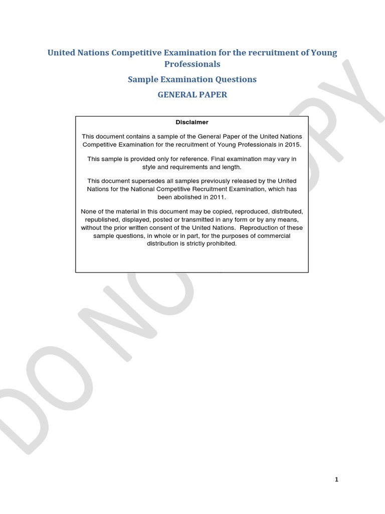 UN YPP Exam Sample Questions 2015 | PDF | Environmentalism | Fossil Fuels